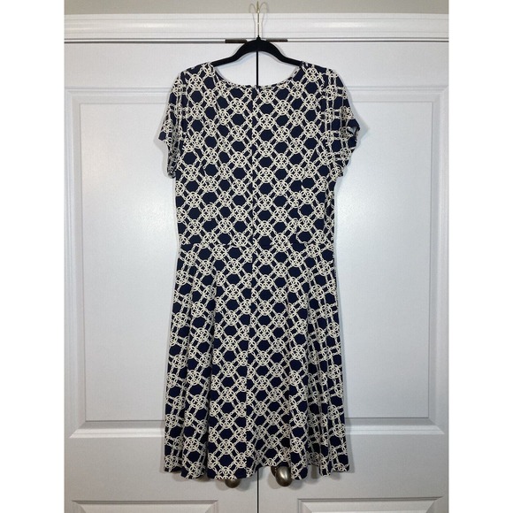 Talbots Dress Women’s Size L Blue White Nautical Rope Print Fit & Flare Preppy - Picture 7 of 11
